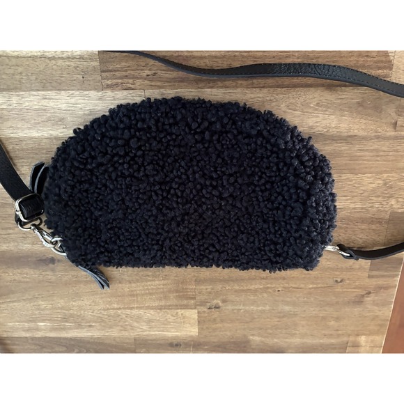 Bria Black Sherpa Crossbody Sling Bag Made In Italy - Picture 5 of 7